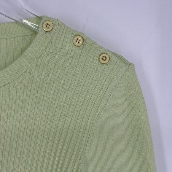 J Mclaughlin Sweater Womens M Green Ribbed Knit Easter Spring‎ Preppy Classic - Picture 3 of 7